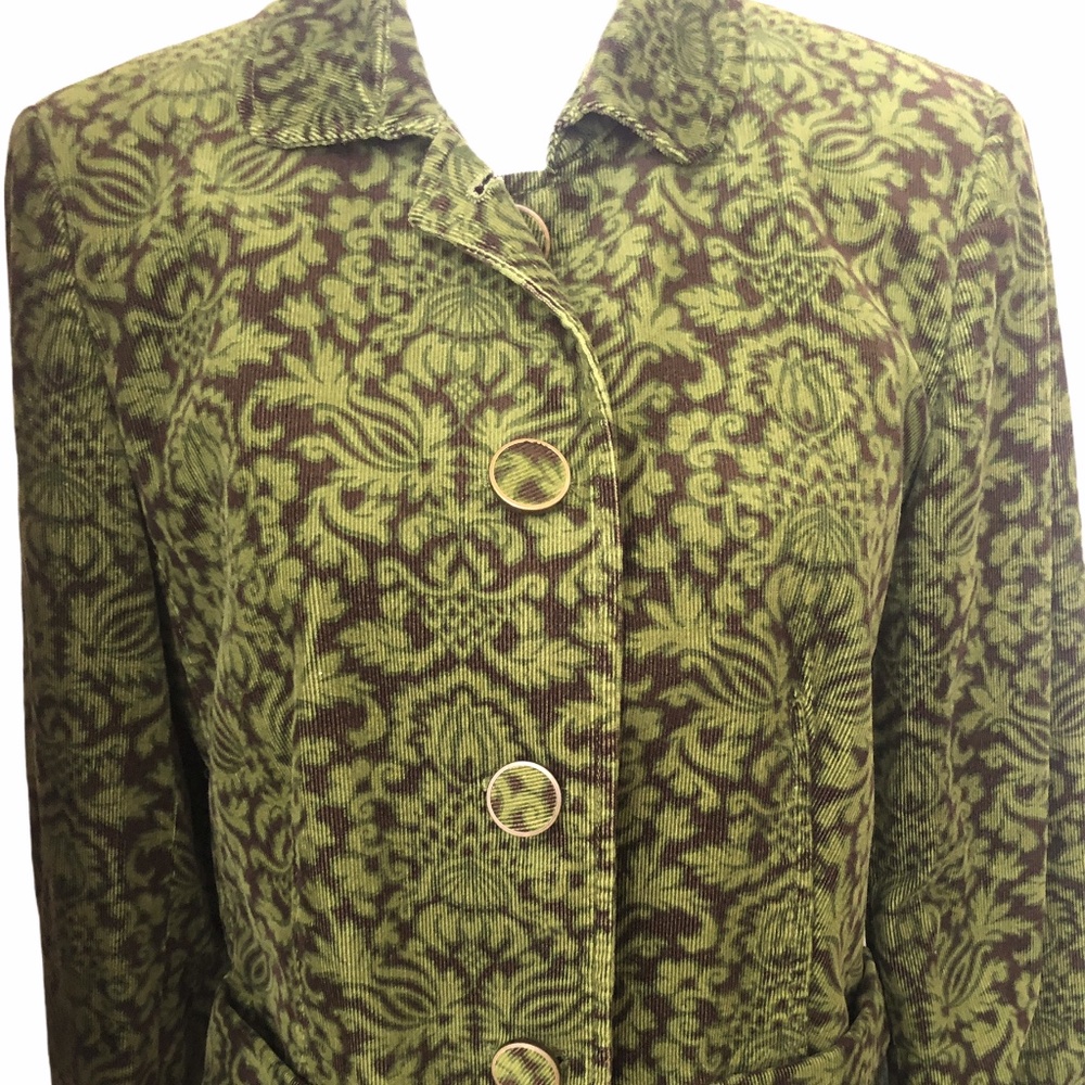 Talbots Soft Corduroy Flower Patterned Blazer - image 1